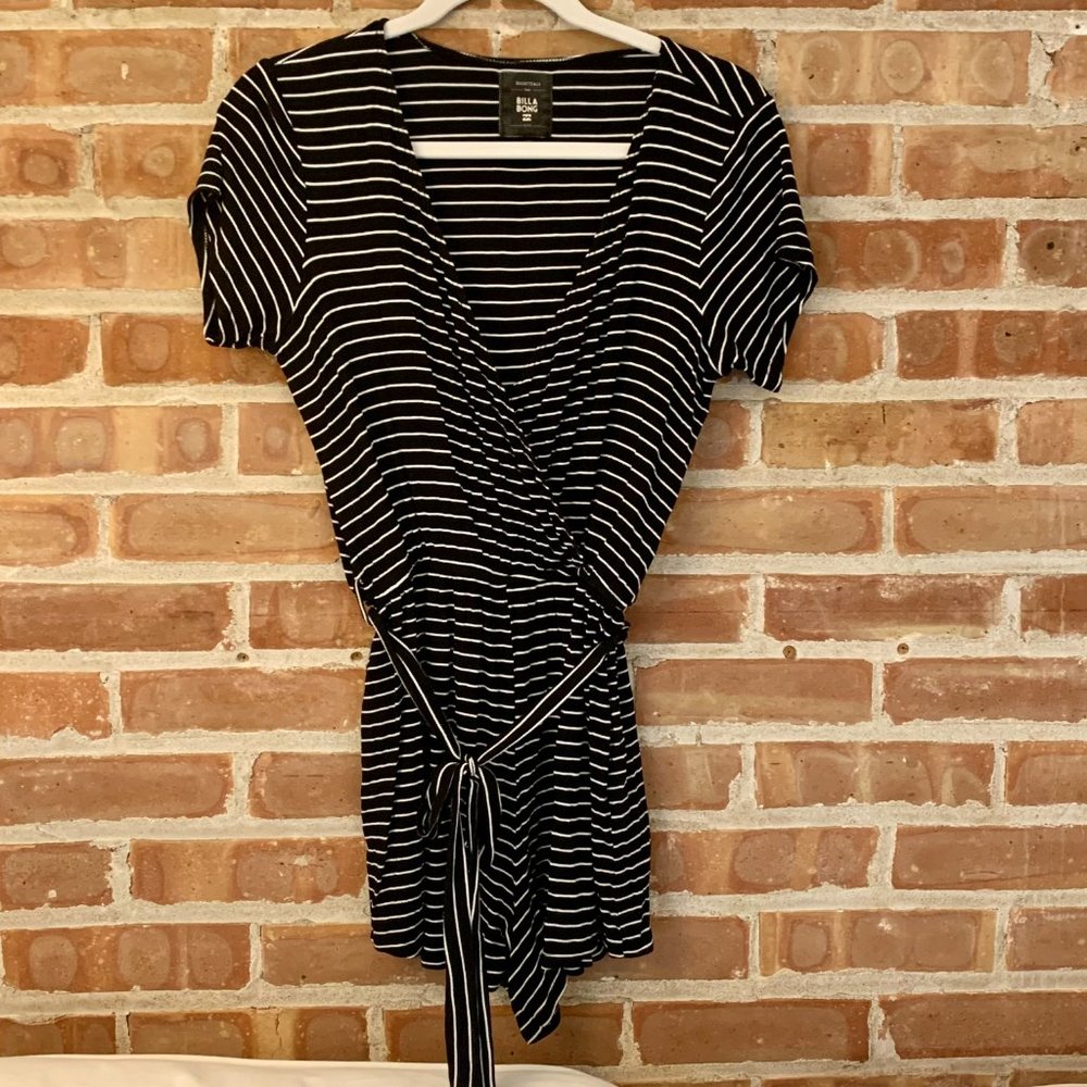 Billabong Black/White Striped Romper